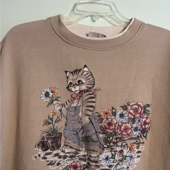 Vintage 90s Cute Cat Graphic Sweatshirt (M) - Picture 2 of 4